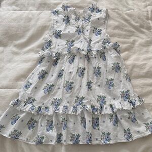 Janie and Jack White Dress with Blue Floral Accents
